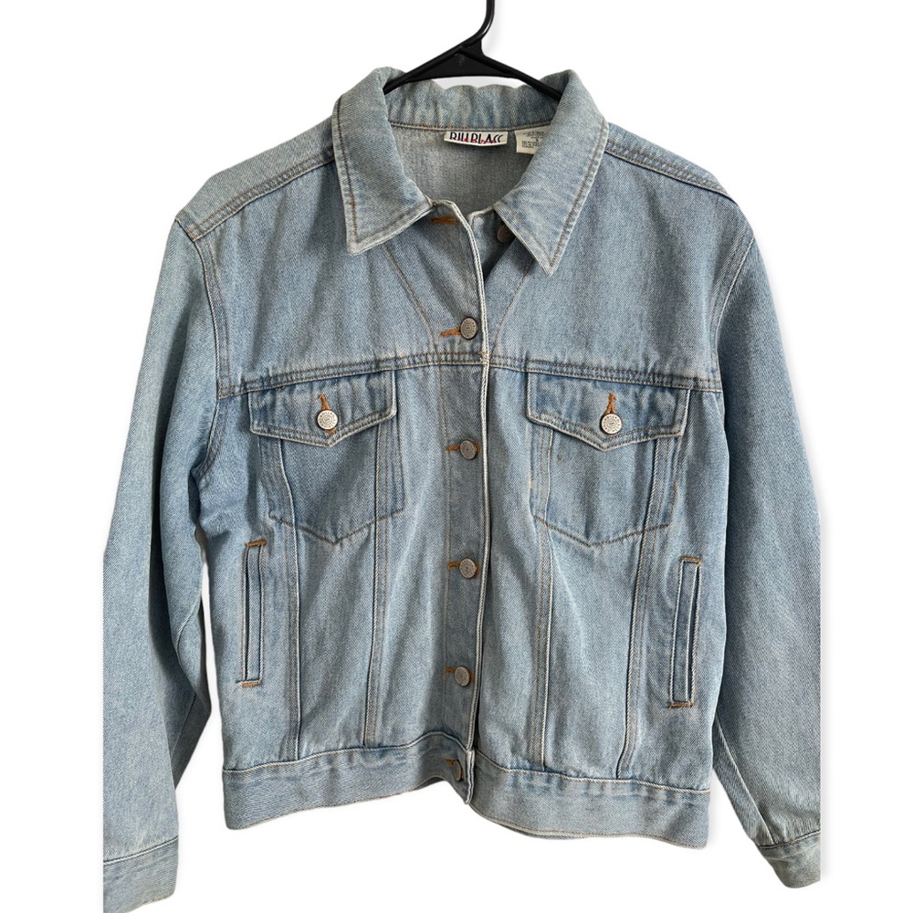 80s Bill Blass Jeans Stone Wash Denim Jacket Size Small